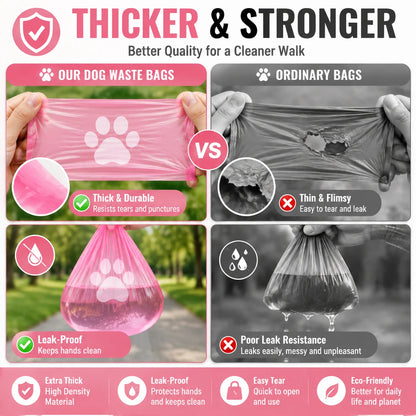 Dog Poop Bags – Thick Leakproof Pet Waste Bags, 3/6/10 Rolls