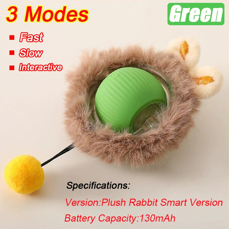 Interactive Cat Ball Toy – Automatic Rolling with Faux Tail, USB Rechargeable