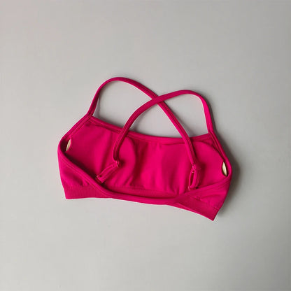 Seamless Cross-Back Sports Bra Women Shockproof Gathering Yoga Crop Top