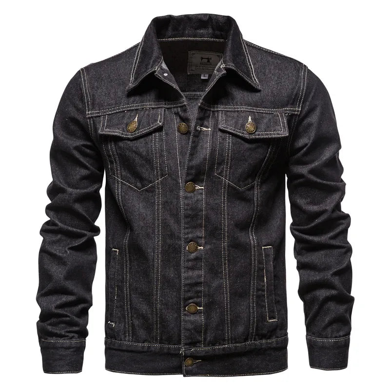 Men's Slim Fit Denim Jacket – Vintage Motorcycle Jean Coat