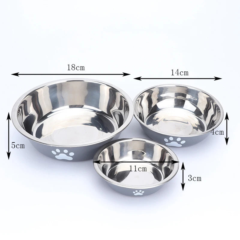 Stainless Steel Pet Bowl with Paw Print – Anti-Slip Dog & Cat Dish