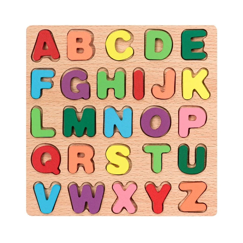 Wooden Alphabet & Number Puzzle Board – Montessori Learning Toy for Kids