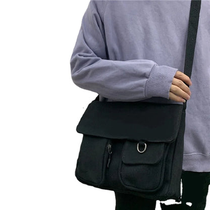 Cute Canvas Crossbody Bag – Kawaii Messenger Shoulder Bag for Women