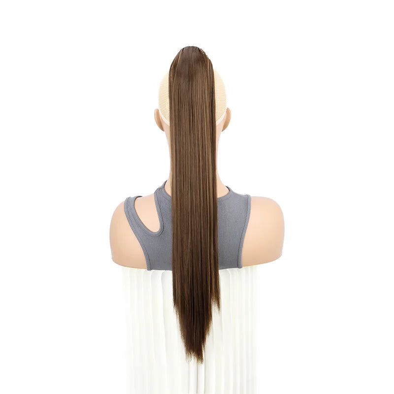 Claw Clip Ponytail Hair Extensions – 24 Inch Straight Synthetic