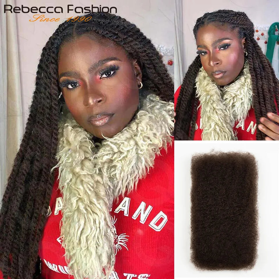 Afro Kinky Curly Bulk Human Hair Braiding Qvr Remy No Attachment - Soft