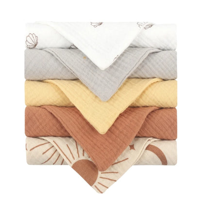 Baby Muslin Washcloths 5-Pack – Soft Gauze Cotton Face Towels
