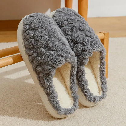 Winter Warm Plush Slippers - Unisex Couple S Silent Soft Sole House Shoes Non-Slip Thick Fleece