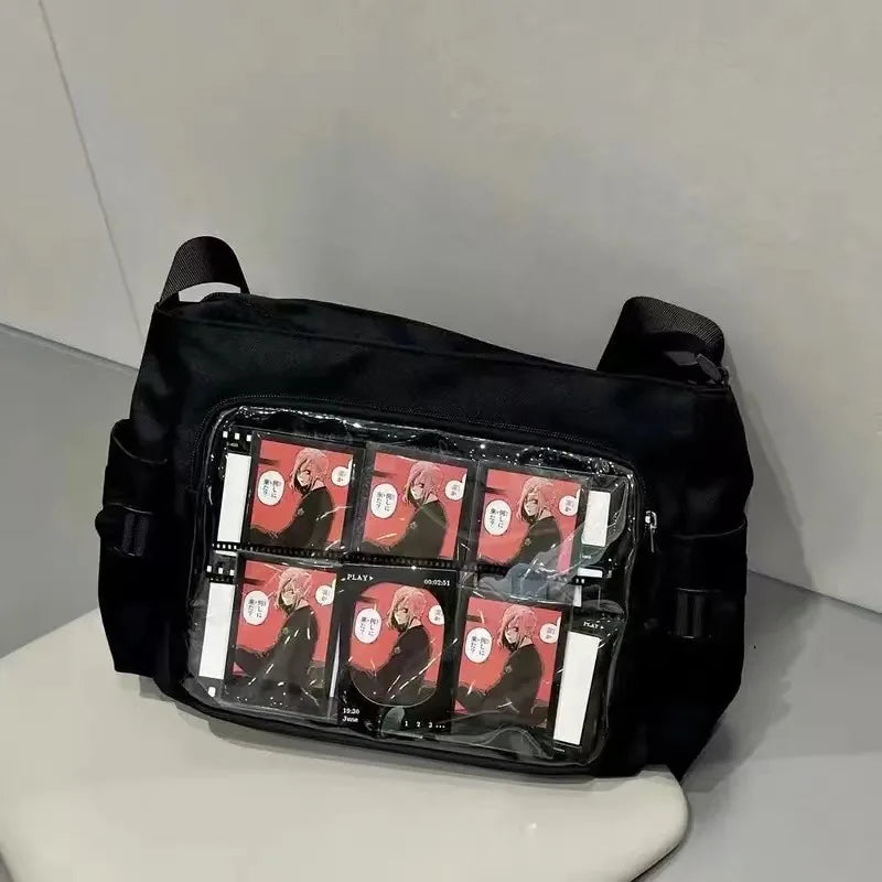 Anime Crossbody Bag with Transparent Postcard Display Window