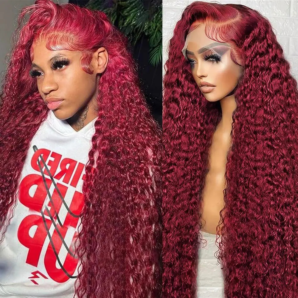 30 32 Inch Burgundy Wig Human Hair 250 Density 99j 13x4 Hd Body Wave Lace Front Wigs Pre Plucked