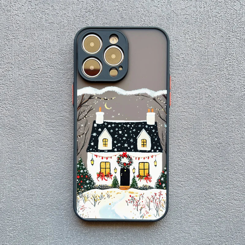 Rural Building Snow Scenery Phone Case Iphone 16 15 Pro Max Plus 14 13 12 Mini 11 Xs X Xr 7 8
