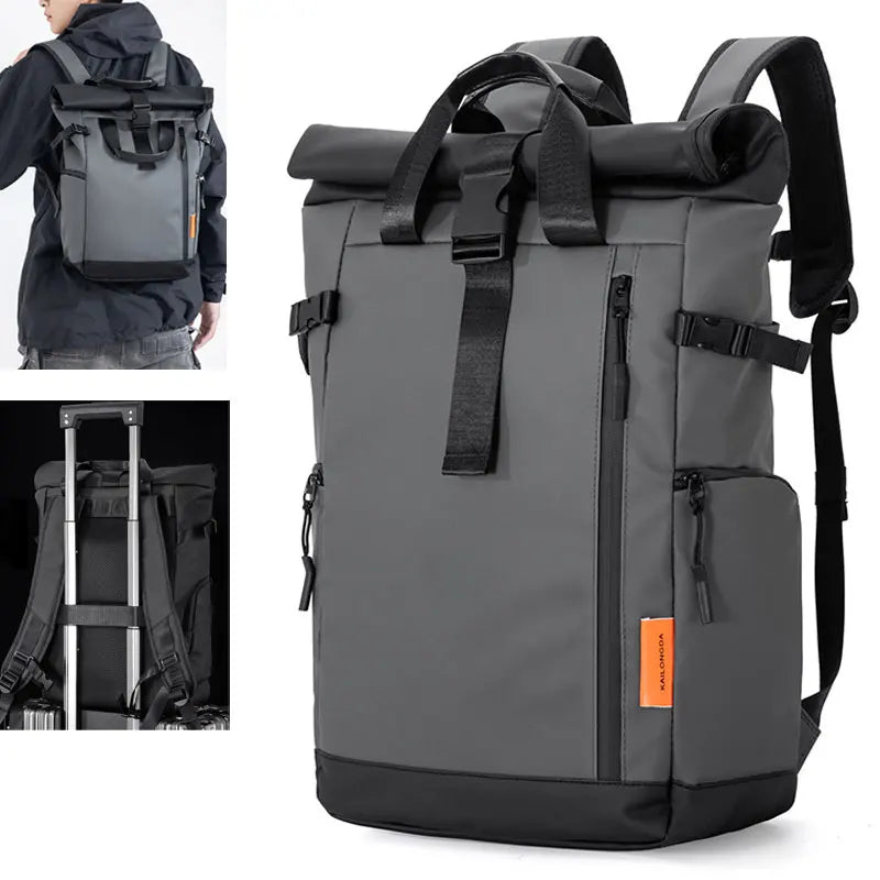 Men's Travel Backpack – 15.6" Laptop Roll-Top Waterproof Bag