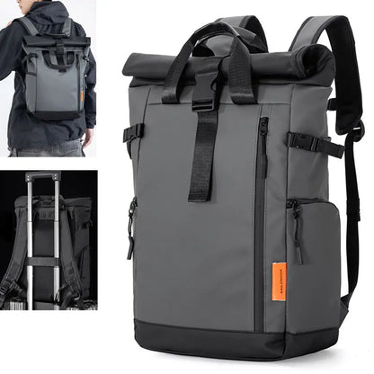 Men's Travel Backpack – 15.6" Laptop Roll-Top Waterproof Bag
