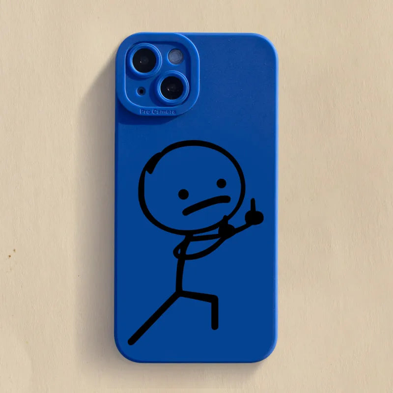 Cute Cartoon Matchman Matte Silicone Phone Case Iphone 16 11 12 13 14 15 17 Pro Max Xr Xs X 7 8 Plus