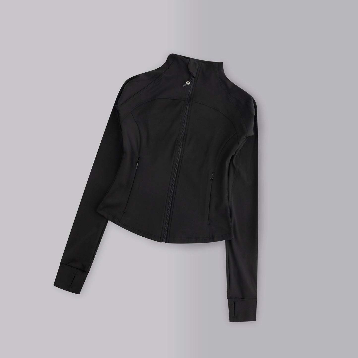 Women's Full-Zip Yoga Running Jacket with Thumbholes – Long Sleeve Gym Top