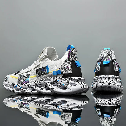 Men's Blade Sole Running Sneakers – Breathable Knit Luxury Trainer