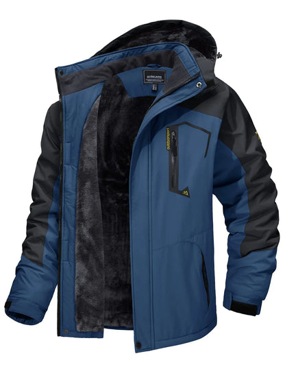 Men's Fleece-Lined Mountain Jacket – Removable Hood Hiking Coat