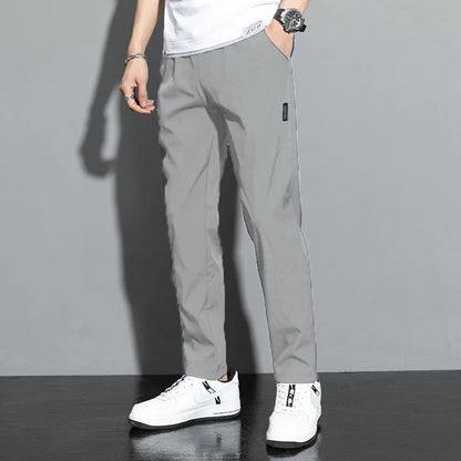 Ice Silk Men's Straight-Leg Pants – Lightweight & Breathable