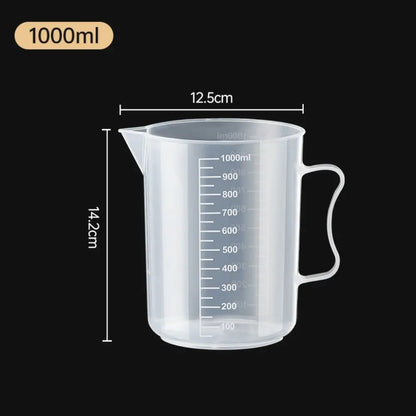 1pc Clear Graduated Measuring Cup Scale Plastic Transparent Mixing Large Capacity Lid Laboratory