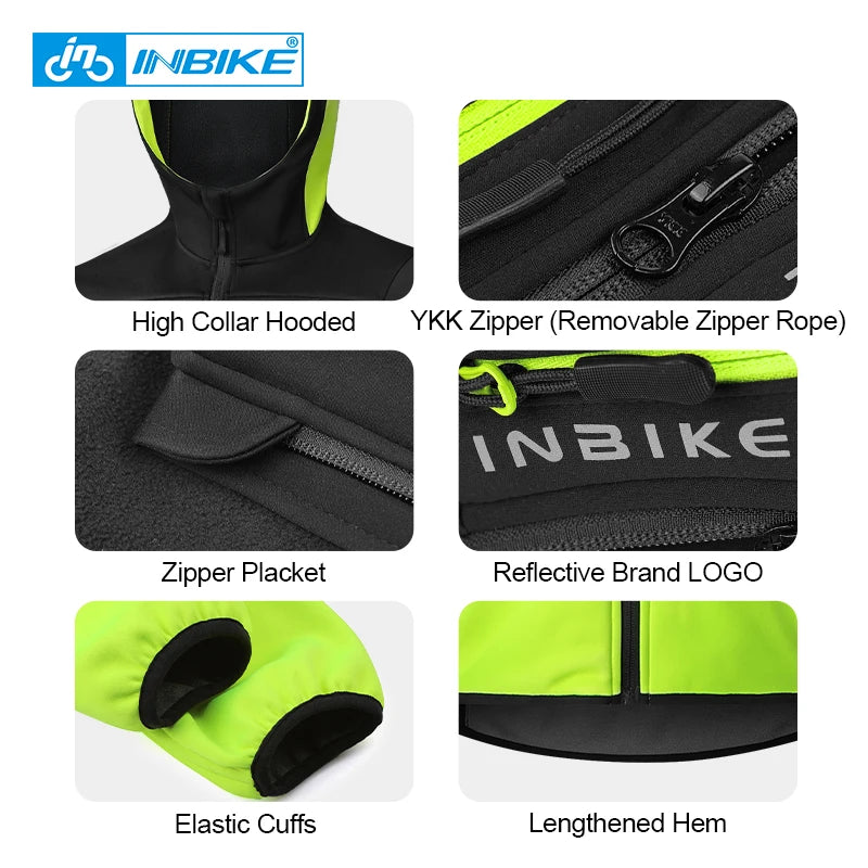 Men's Winter Cycling Windbreaker Jacket – Hooded Fleece Windproof Coat