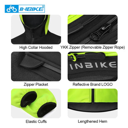 Men's Winter Cycling Windbreaker Jacket – Hooded Fleece Windproof Coat