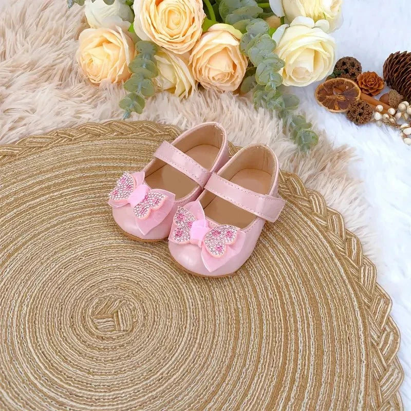 Baby Girl Mary Jane Shoes – Rhinestone Bowknot, 0–18 Months