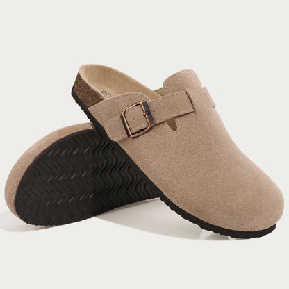 Suede Mule Clogs – Women's Arch Support Cork Outdoor Slippers