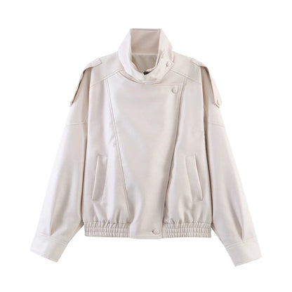 Women's Oversized Faux Leather Moto Jacket