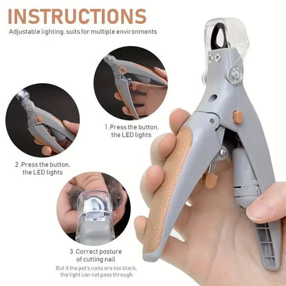 Professional Pet Nail Clipper with LED Light for Dogs & Cats