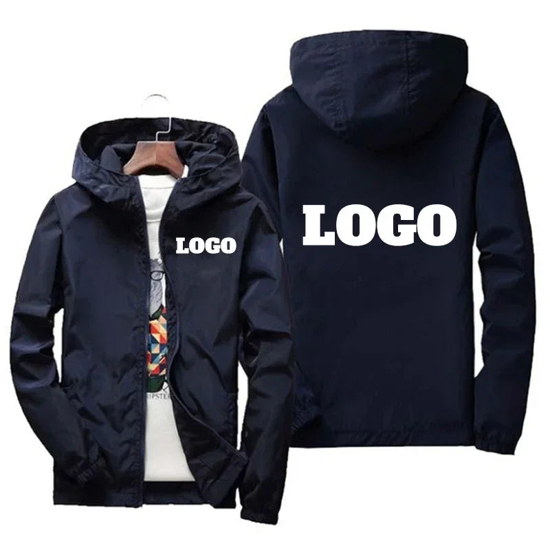Custom Logo Windbreaker Men – Waterproof Hooded Jacket Personalized