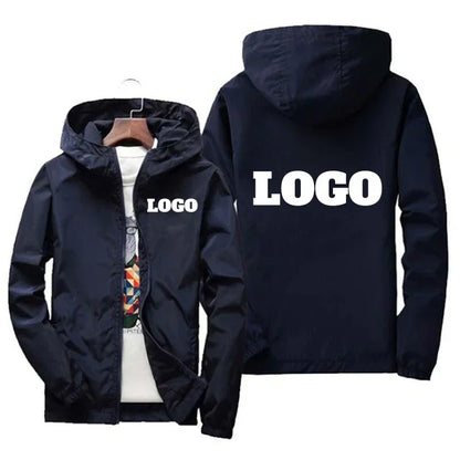 Custom Logo Windbreaker Men – Waterproof Hooded Jacket Personalized