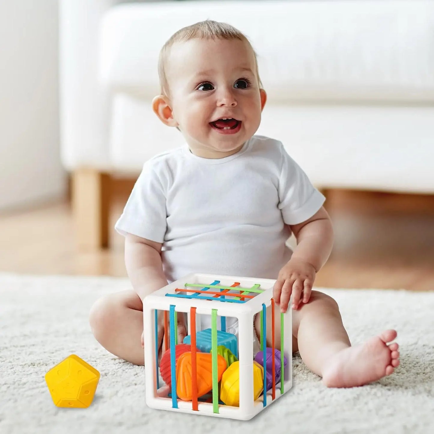 Sensory Shape Sorting Cube Toy for Toddlers