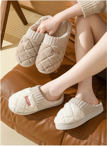 Plush Indoor Slippers Anti-Slip Soft Sole Winter Home Shoes