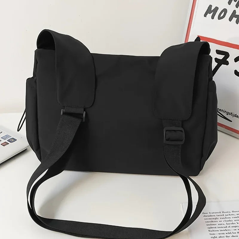 Crossbody Bag with Drawstring & Zipper Closure