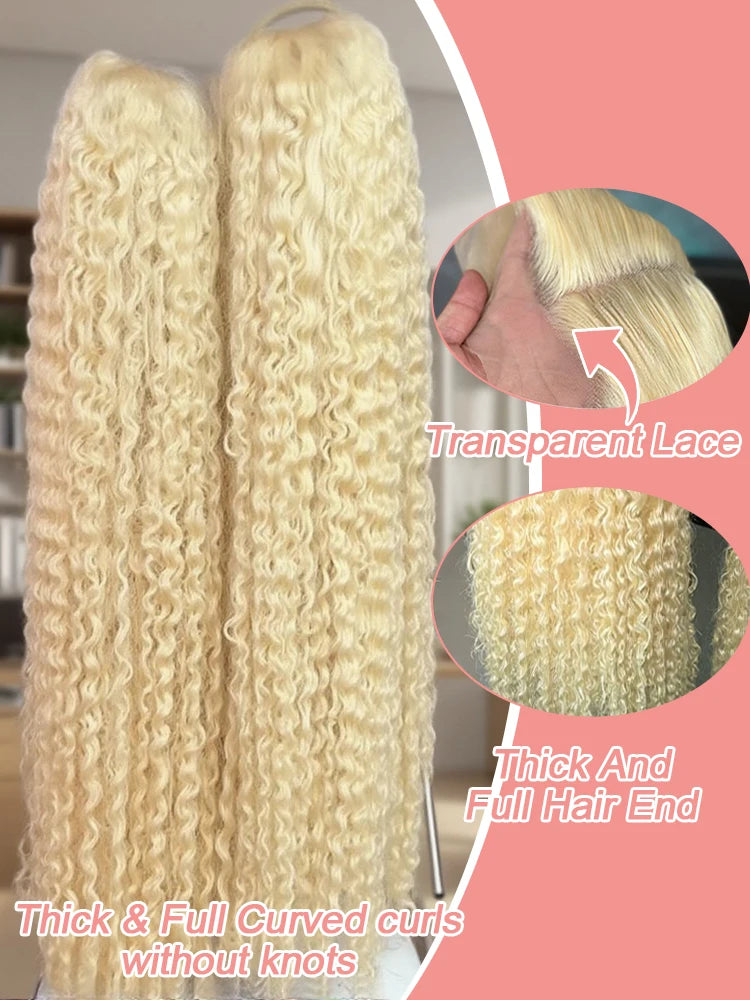 613 Blonde Lace Front Wig – Curly Human Hair, HD Lace