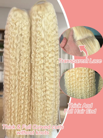 613 Blonde Lace Front Wig – Curly Human Hair, HD Lace