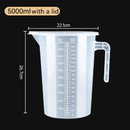 1pc Clear Graduated Measuring Cup Scale Plastic Transparent Mixing Large Capacity Lid Laboratory