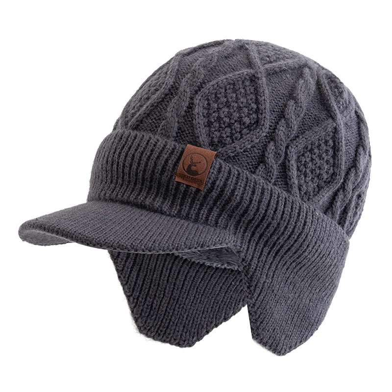 Winter Knit Earflap Beanie Cap – Fur Lined Warm Ski Hat
