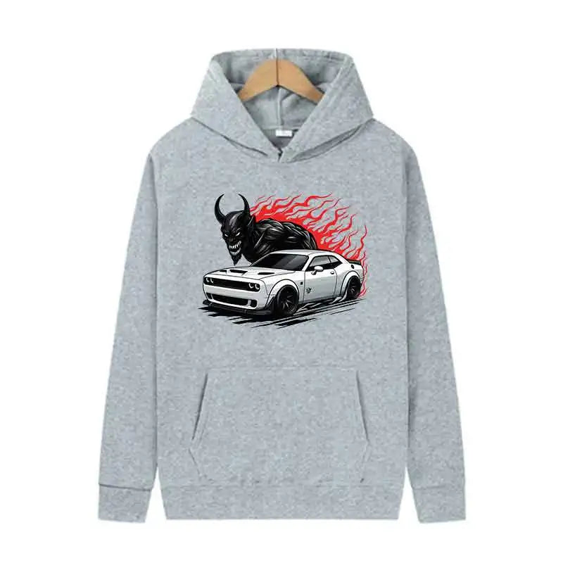 Muscle Supercar Graphic Hoodie Unisex Fleece Streetwear Pullover
