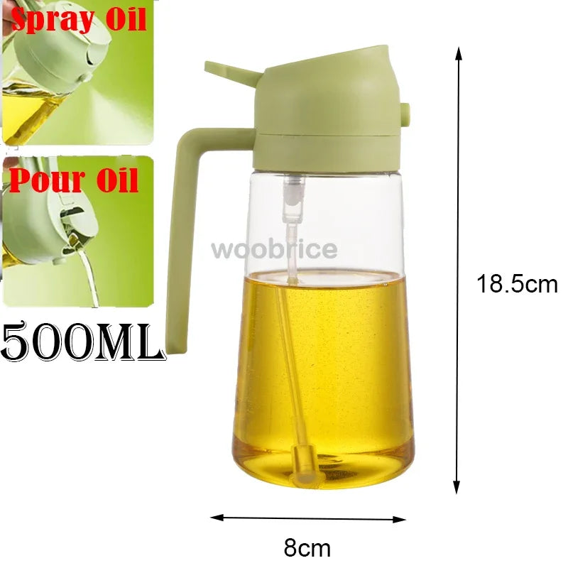 2-in-1 Oil Spray & Pour Bottle with Auto Lid – 500ml
