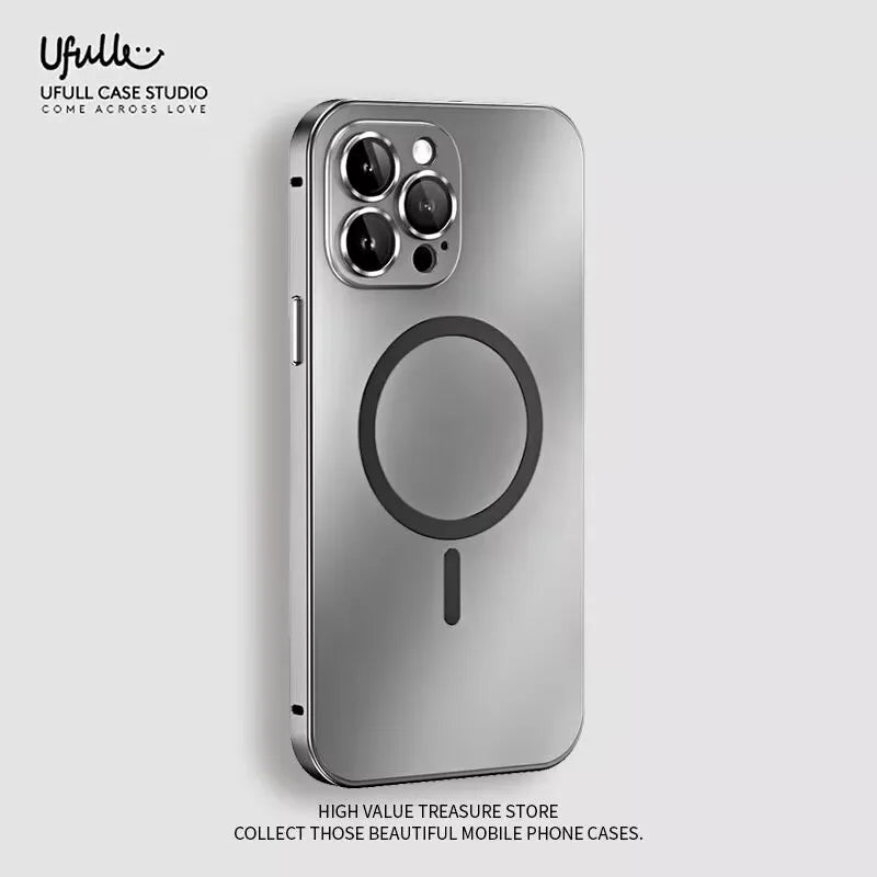 Aluminum Metal Frame Magnetic Case Iphone 13 12 14 15 16 17 Pro Max Magsafe Wireless Charging Lens