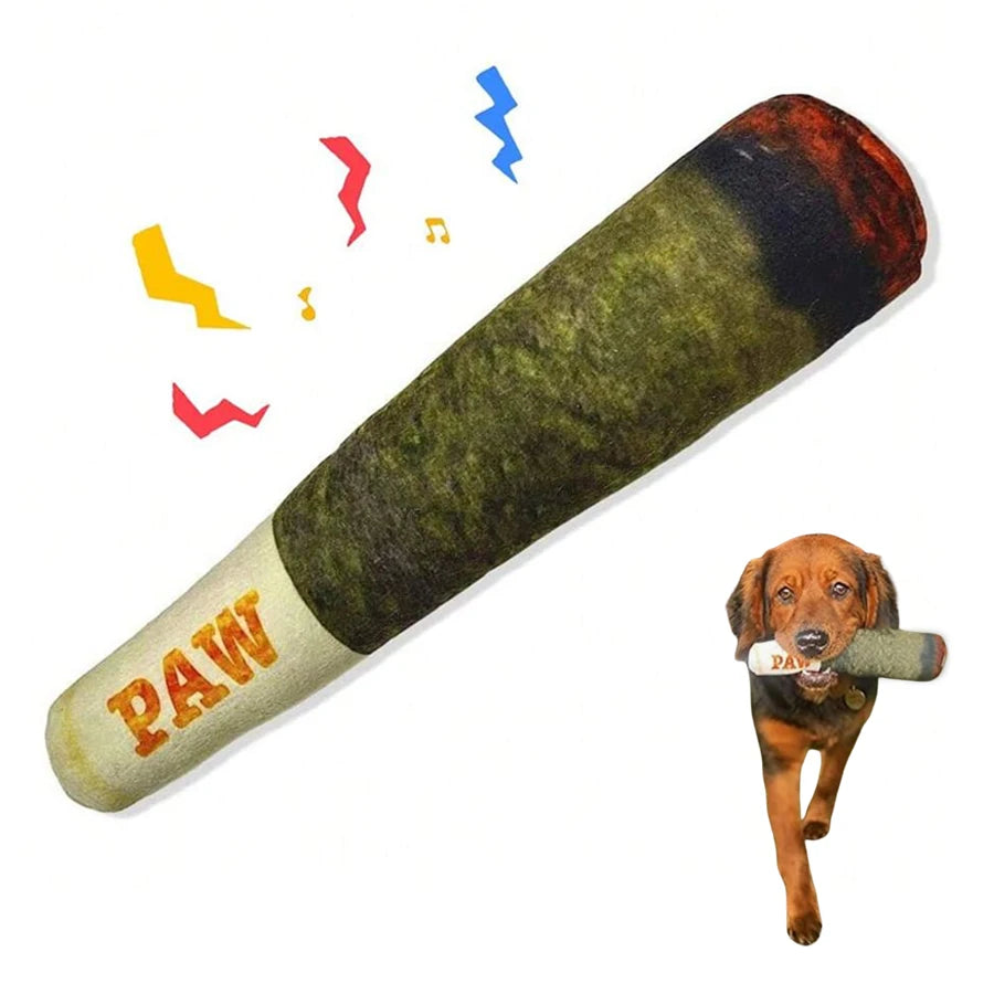 Cigar Design Squeaky Dog Toy - Funny Plush Chew Toy for Small Dogs