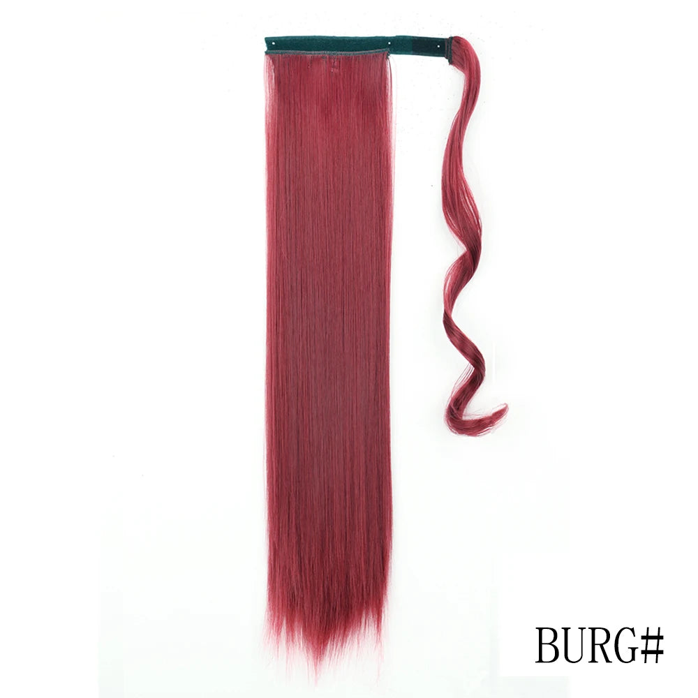 Wrap Around Ponytail Extension – Long Straight Synthetic Clip-In
