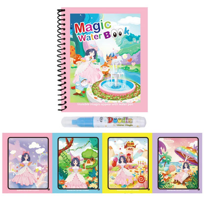 Magic Water Drawing Book for Kids with Pen – Reusable Coloring Activity