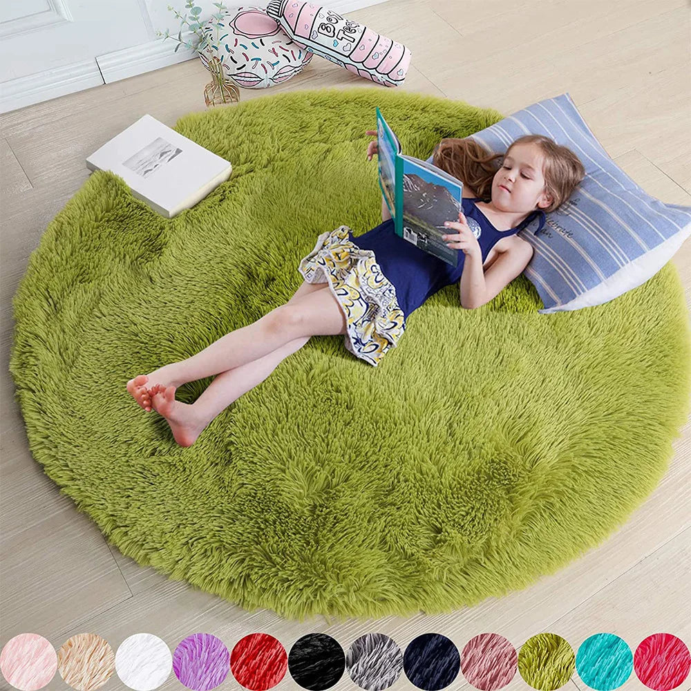 Fluffy Round Shag Rug for Kids Girls Bedroom & Nursery