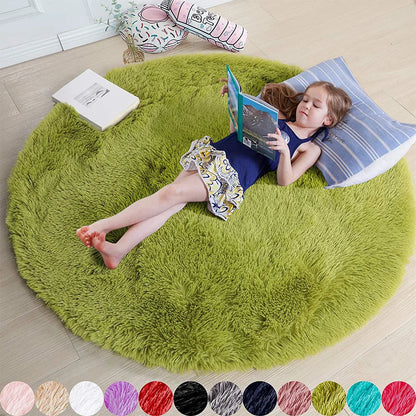 Fluffy Round Shag Rug for Kids Girls Bedroom & Nursery
