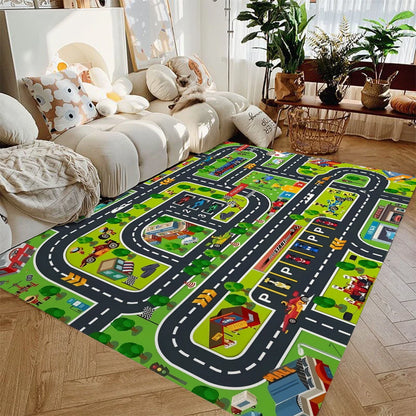 Kids Car Play Mat – City Road Map Rug for Boys & Girls