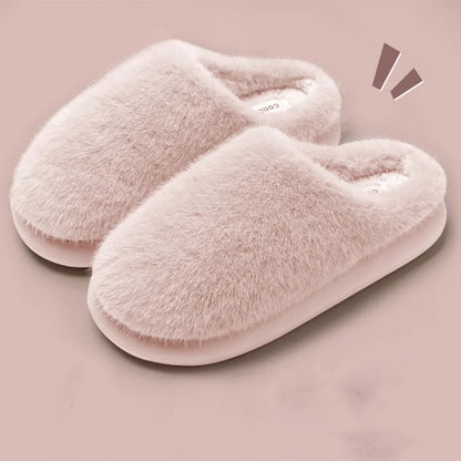 Faux Fur Slippers – Women's Warm Plush House Shoes with Non-Slip Sole