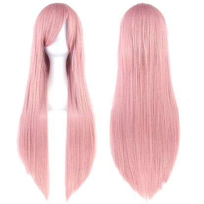 Soowee Long Synthetic Hair White Purple Cosplay Wigs Party Black Straight Wig Hairpiece Women