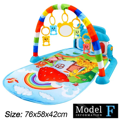 Baby Fitness Stand Music Play Gym Activity Toys Newborn Piano Crawling Blanket Pedal Game Pad Early