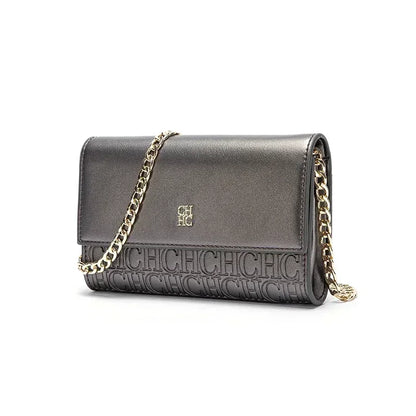 Women's Chain Crossbody Bag – Letter Print PU Leather Flap Shoulder Purse